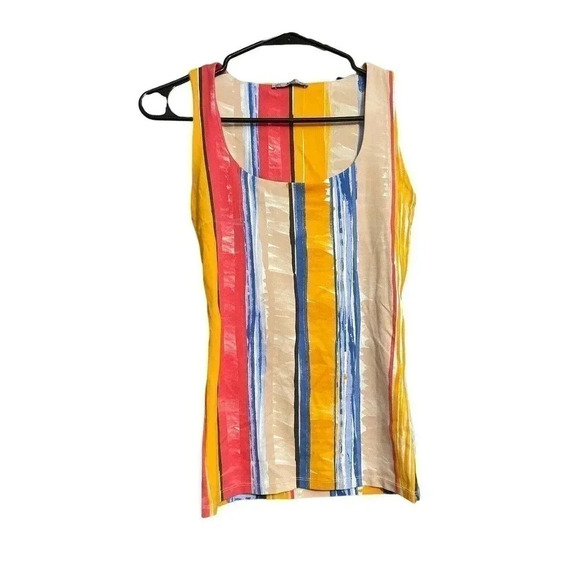 Zara Rainbow Stretchy Tank Top Office Casual Striped Shirt Size S - Picture 1 of 3